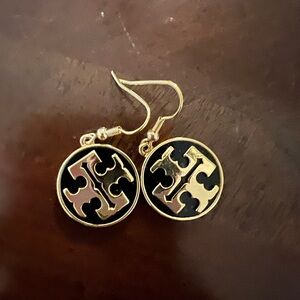 Tory Burch Logo black drop earrings